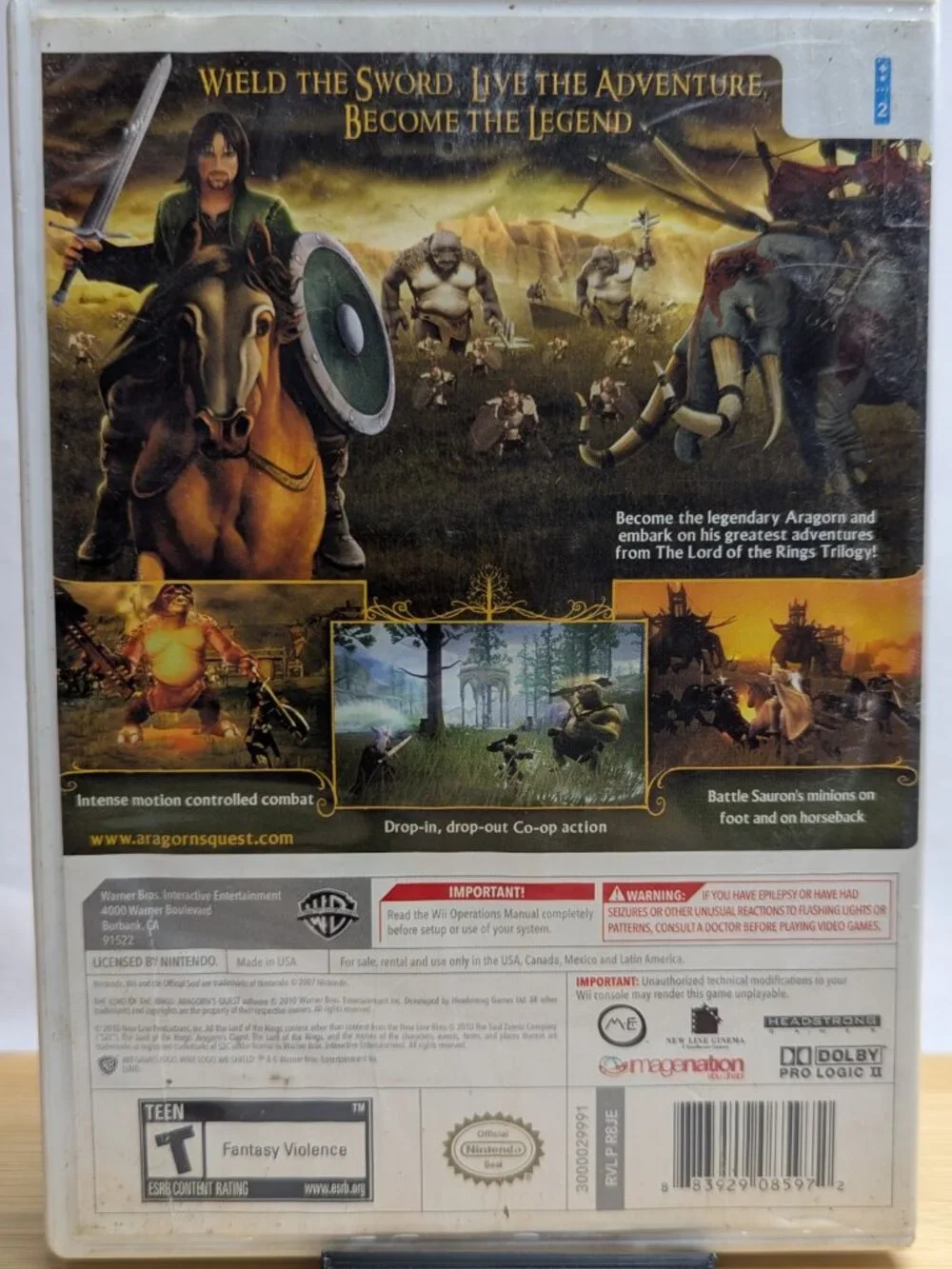 Lord of the Rings: Aragorn's Quest (Nintendo Wii, 2010) CIB Tested!